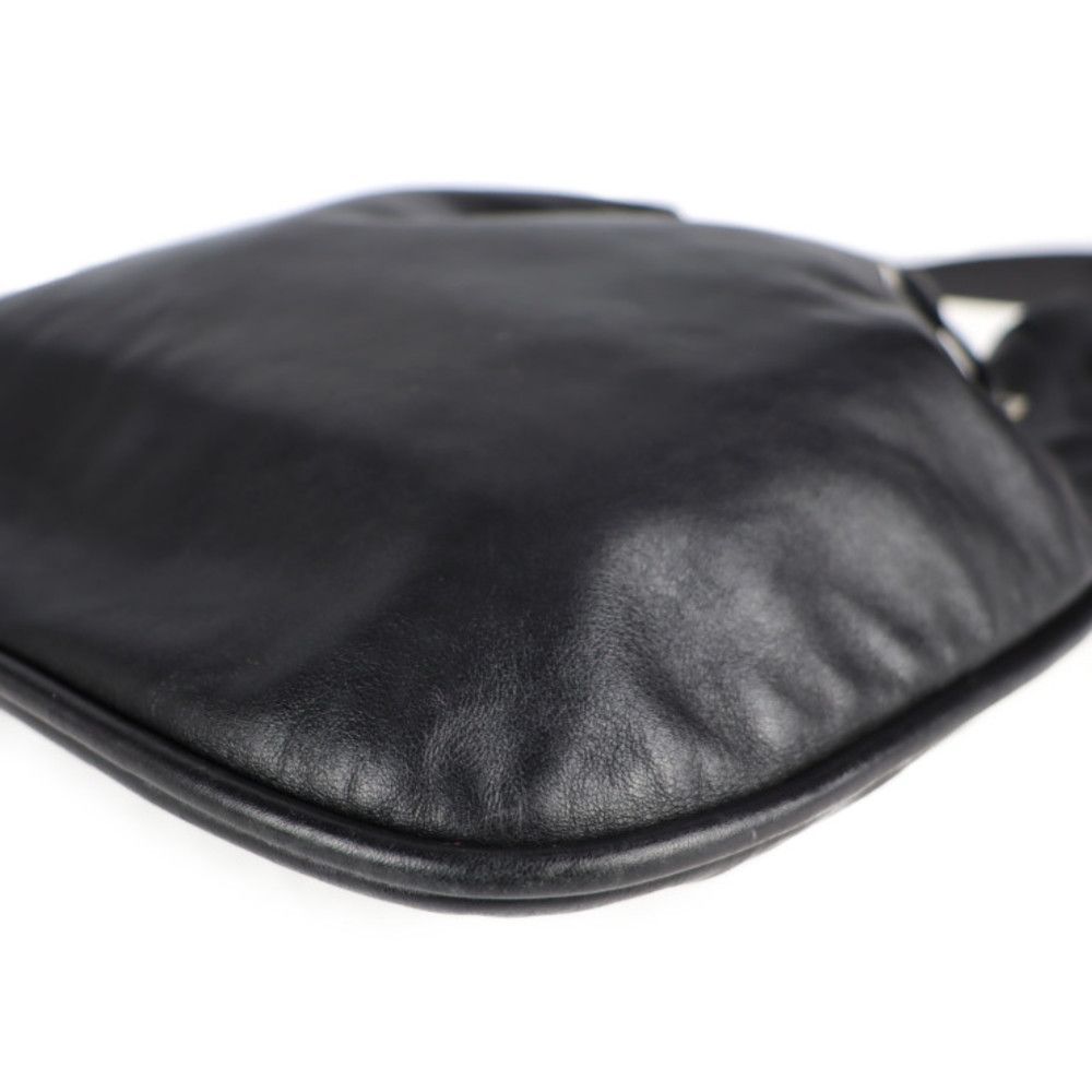 Gucci Shoulder Bag Leather Black Silver Hardware Drawstring Tote Bag - Picture 5 of 9